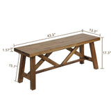 Wnutrees 43" Farmhouse Wood Bench, Rustic Solid Wood Entryway Bench Seat with Double X-Structure for Dining Room, Living Room, Hallway, Bedroom, Structural Stability, Natural Wnutrees