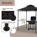 Outdoor Grill Gazebo BBQ Canopy for Outdoor Barbeque Shelter Girll Canopy Grill Gazebo Hardtop (L96 x W60 x H101 Inch) Black Grezone