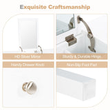 CHARMAID Makeup Vanity Desk - 44 inch White Vanity Desk with Flip Top Mirror, 2 Large Drawers, 9 Storage Compartments, Girls Makeup Dressing Table Writing Desk for Bedroom Home Office CHARMAID