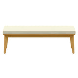 FansaFurn Backless Patio Bench, Acacia Wood Dining Bench with Cushion for Outdoor Porch, Backyard, Garden, Lawn, Beige FansaFurn