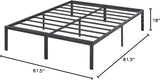 Olee Sleep 18 Inch Heavy Duty Steel Slat Anti-Slip Support, Easy Assembly Platform Bed Frame, Noise Free Steel Mattress Foundation, Maximum Storage, No Box Spring Needed, Black, Queen Size Olee Sleep