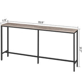 MAHANCRIS Console Table, 70.9" Narrow Long Sofa Table, Entryway Table, Industrial Sofa Table, Side Table, for Hallway, Living Room, Sturdy and Stable, Easy to Assemble, Greige CTHG18001Z MAHANCRIS