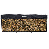 Woodhaven 12 Foot 3/4 Cord Black Outdoor Wood Rack With Optional Seasoning Cover - Heavy Duty Metal Log Rack For Storing Wood - Black Powder Coat Finish (Cover) Woodhaven