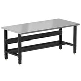 Borroughs 72" x 34" Adjustable Workbench, Stainless Steel Top, Heavy-Duty Workstation with Bottom Shelf, 2000 LB Capacity for Warehouse, Automotive, Garage, Education, Government, Office, Home Borroughs
