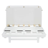 HABITRIO Full Size Murphy Bed, Wood Full Murphy Bed Frame with Large Drawer, USB Ports and Outlets, White HABITRIO