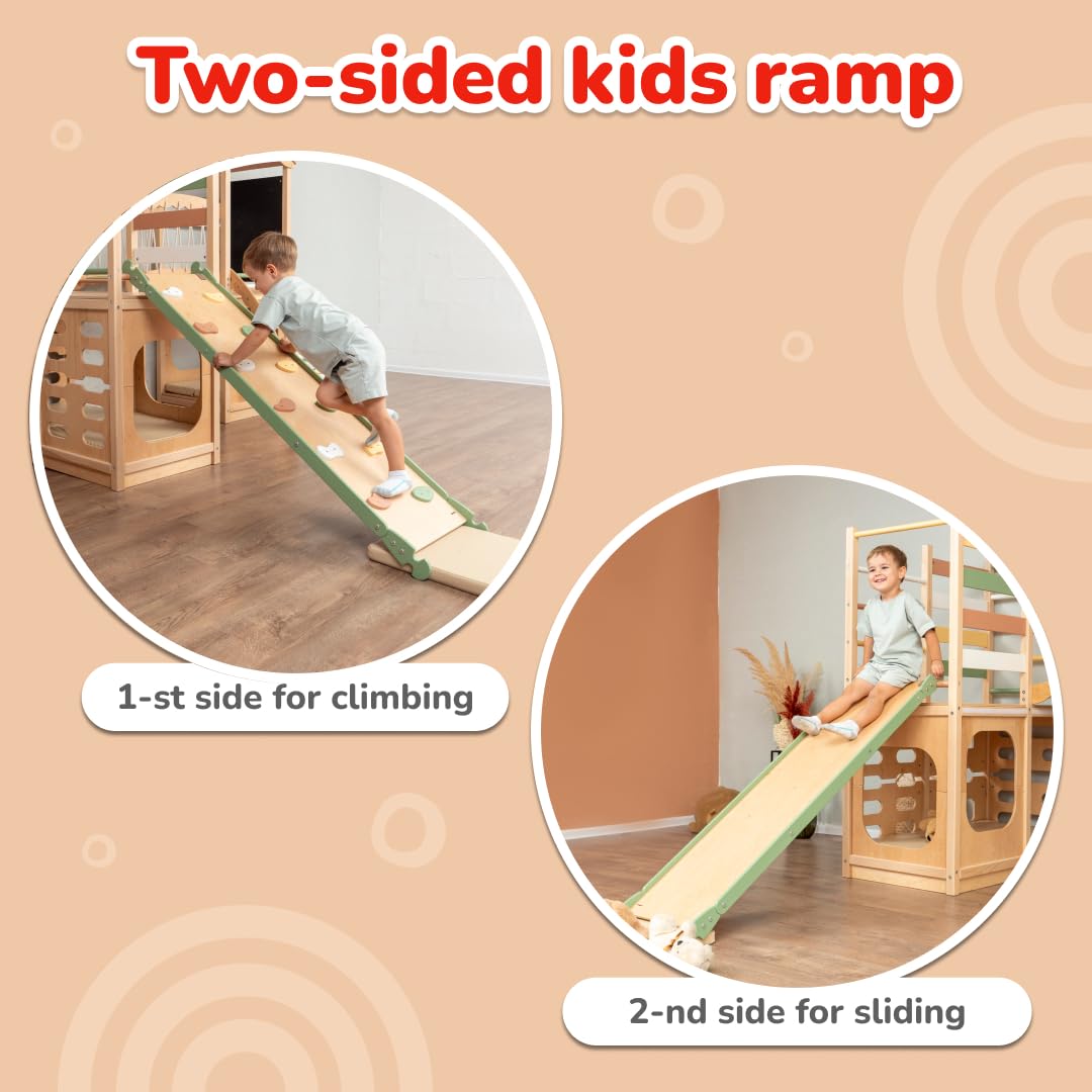 Woodandhearts Toddler Indoor Playground, Indoor Playground for Kids, Jungle Gym for Kids Ages 2-6, Kids Playground Wooden Jungle Gym, Baby Playground Indoor, Toddler Slide playset Wood And Hearts