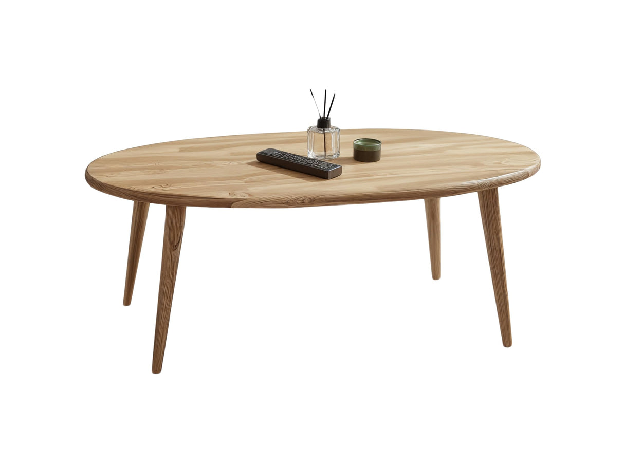 Solid Wood Oval Coffee Table for Living Room, Scandinavian Modern Design, Easy Assembly, Small Space Friendly, 33″W x 18″D x 18″H BAROKKO
