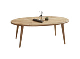 Solid Wood Oval Coffee Table for Living Room, Scandinavian Modern Design, Easy Assembly, Small Space Friendly, 33″W x 18″D x 18″H BAROKKO
