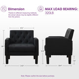 TYBOATLE Accent Chairs Set of 2 Comfy Living Room Chair Black Leather Tufted Mid Century Modern Accent Chair, Small Cozy Reading Arm Chair for Office, Bedroom (2, Black) TYBOATLE