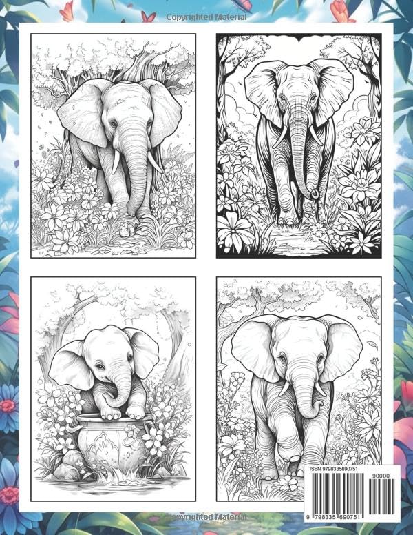 Elephants Coloring Book: Gentle Giants for Wildlife Art Majosta
