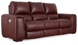 Signature Design by Ashley Alessandro Contemporary Leather Power Reclining Sofa with Adjustable Headrest, Red Signature Design by Ashley