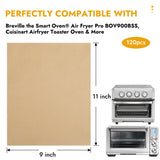 BYKITCHEN 11 x 9in Air Fryer Parchment Paper Sheet Liners Compatible with Breville Smart Oven Air Fryer Pro BOV900BSS/ Cuisinart Air Fryer Toaster Oven, Airfryer Toaster Oven Combo Accessories(120pcs) BYKITCHEN