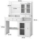 Fameill Makeup Vanity Desk with Mirror and Lights, White Makeup Vanity with 4 Drawers and Charging Station, Vanity Table with RGB Cabinet, Dressing Table for Bedroom Fameill