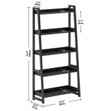 IRONCK Industrial Bookshelf 5-Tier 31.5 in Wide, Bookcase Ladder Shelf, Storage Shelves Rack Shelf Unit, Accent Furniture Metal Frame, Home Office Furniture for Bathroom, Living Room IRONCK