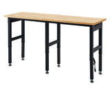 Albott 72x24“ Adjustable Workbench 28.7-38.6" Height, Rubber Wood Top Heavy Duty Workbench with Power Outlets & Hooks, 5000 LB Capacity Workbench for Garage, Workshop, Home & Office Albott