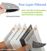 Hayodo Loops Face Dust Mask,Reusable Face Mask with 7 Activated Carbon Filters for Woodworking Construction Mowing Grinding (Black M Plus) Hayodo