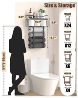 Wall Mounted Towel Rack for Bathroom - Bath Storage Holder Set Above Toilet, Rolled Towel Shelf Organizer, Wood Vertical Rack for Small Bathroom Decor, Black Aetyord