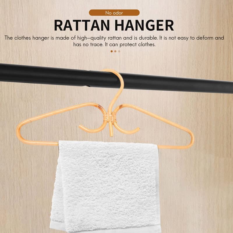 Luejnbogty 2Pcs Rattan Clothes Hanger Natural Rattan Hand-Woven 3 Hook Hanger for Home Wardrobe Clothing Store Decor 40x20cm Luejnbogty