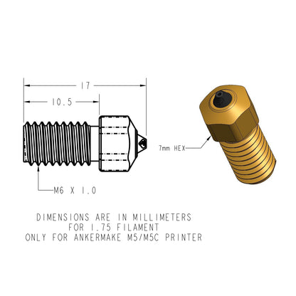 Diamondback Nozzles – AnkerMake M5 and M5C Compatible – Polycrystalline Solid Diamond Tip 3D Printer Nozzles, Improved Extrusion, Any Filament, Long Life, Wear Resistant, USA Made (0.4mm) - WoodArtSupply