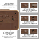everwood Wooden Digital Alarm Clocks for Bedrooms Battery Operated, Wooden LCD Digital Clock with Smart Sensor Night Light, Temperature Detect, Snooze Function everwood