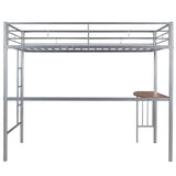 Harper & Bright Designs Metal Loft Bed with Desk, Teen Twin Size Loft Bed Frame Built-in Ladders, Safety Guardrails, Noise Free, Noise Free, No Box Spring Needed (Silver) Harper & Bright Designs