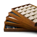 Oirlv 24 Grid Wood Jewelry Tray Microfiber Interior Jewelry Drawer Organizer Showcase Display Box Ring Earrings Holder Oirlv