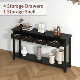 HLXZN Console Table for Entryway, 60 Inch Sofa Table w/4 Drawers and Bottom Shelf Narrow Long Hallway Table for Living Room Entryway Home, Black HLXZN