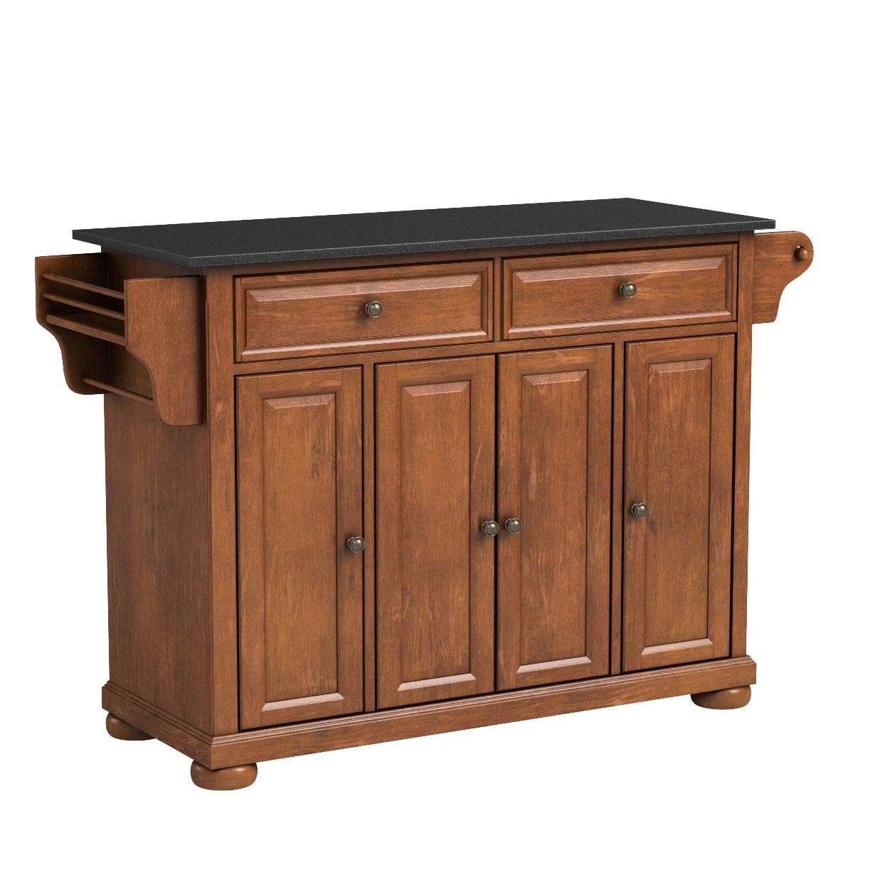 Crosley Furniture Alexandria Kitchen Island with Solid Black Granite Top - Classic Cherry - WoodArtSupply