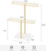 Mkono Sunglasses Organizer Glasses Holder Stand for 24 Pairs of Eyewear, 2 Tier Sunglass Storage Eyeglasses Display Rack Metal Frame with Wood Base for Table Desk Countertop Dresser Bedroom, Gold Mkono