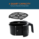 Elite Gourmet EAF4617 Electric Digital Hot Air Fryer, 1350Watts, Oil-Less Healthy Cooker, Timer & Temperature Controls, 4 Quart, Black Elite Gourmet