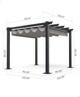 GAOMON 10x10 Ft Outdoor Aluminum Pergola with Upgraded Retractable Canopy, Outdoor Shelter Suitable for Gardens, Backyard, Lawn, Deck - Grey. GAOMON