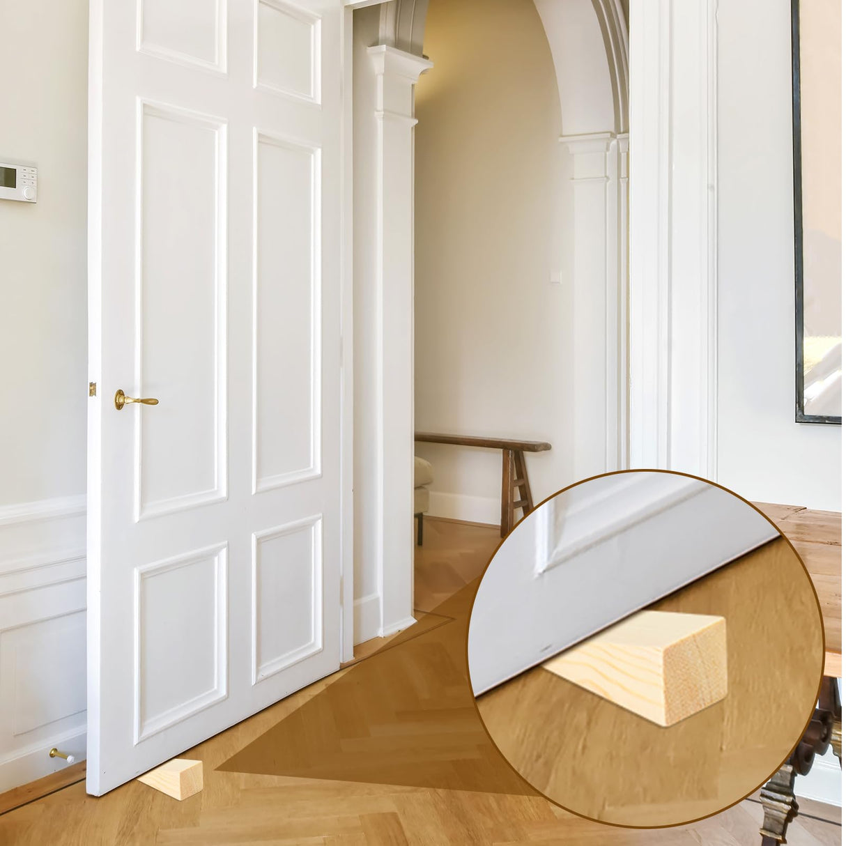 4 Pcs Wooden Door Stop Stopper Solid Non-Slip Doorstop Shims Triangle Wood Block Security Door Stopper Fit for Bottom of Door On Tile, Concrete, Carpet, Wooden Floor salbsever