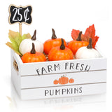 Fall Thanksgiving Tiered Tray Decor, Fall Pumpkin Mini Wood Crate Decorations Set, Farmhouse Table Centerpiece Decor Kit for Fall Decor KORMMCO