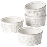 LE TAUCI Ramekins 4 oz, Ramiken for Creme Brulee, Lava Cake,Pudding, Souffle, Small Sauce Bowl,Ceramic Baking Dishes- 3.8 inch, Set of 4, Arctic White LE TAUCI