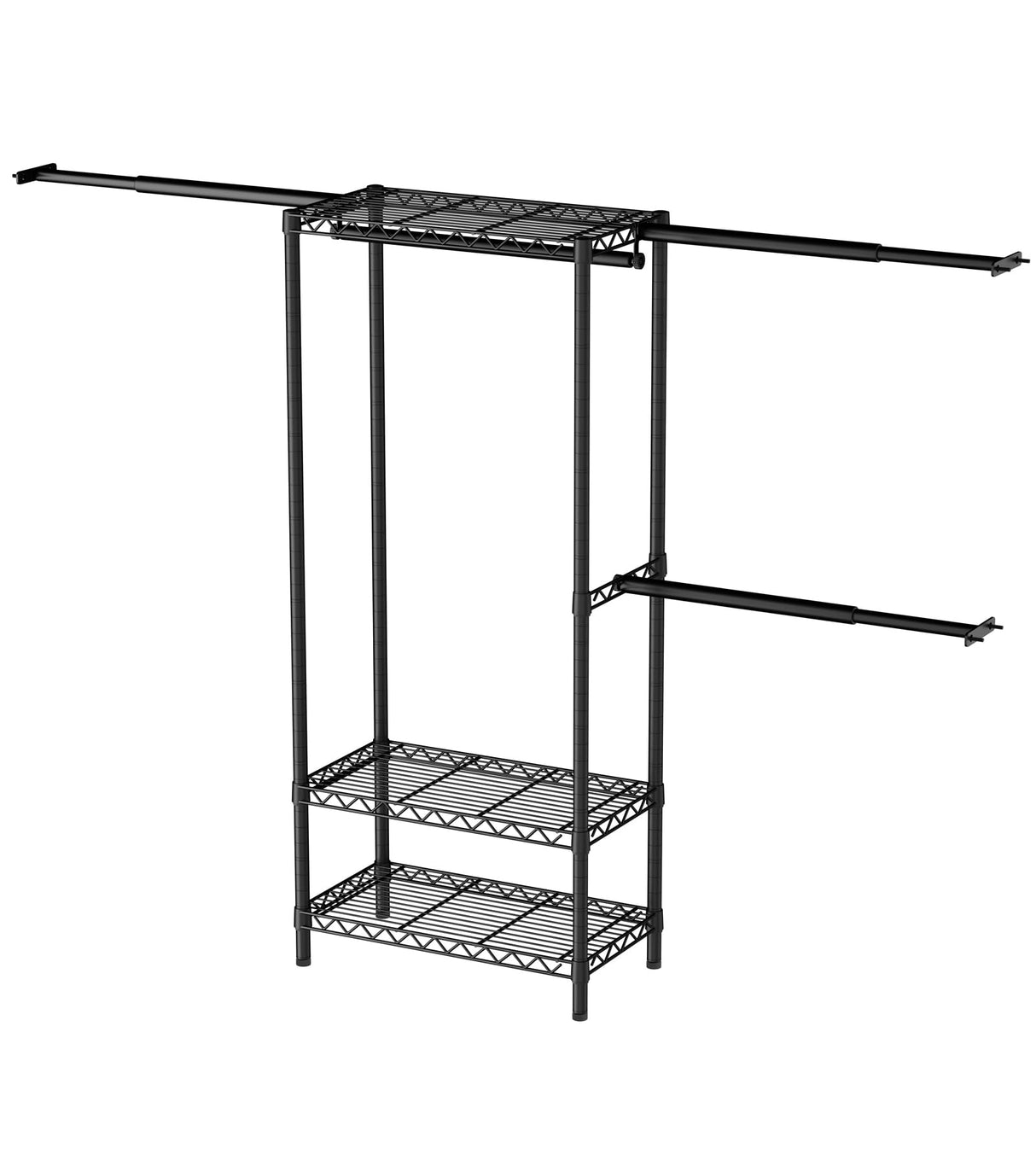 Golpart Closet Storage Organizer System,Expandable Wall Mounted Clothes Rack,3 Tiers Heavy Duty Metal Garment Rack with 3 Extendable Hanger Rods,Fits Space 5.7~8.8ft Width,76.77" H x 15.75" D Golpart