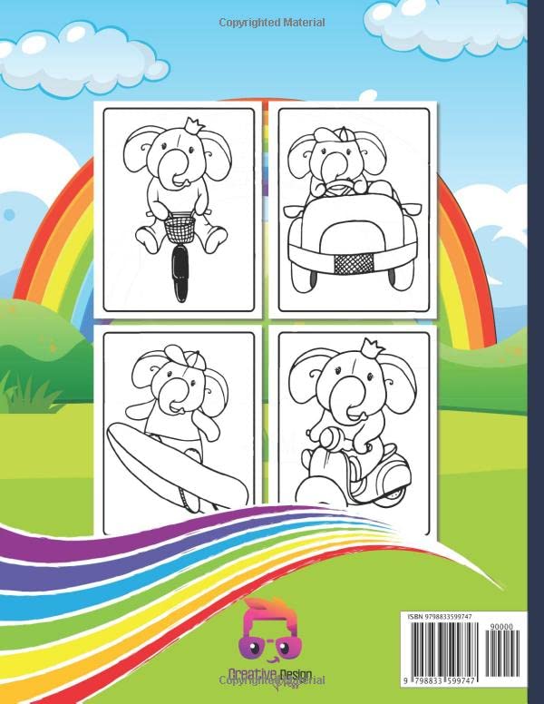 Elephant Coloring Book for Kids Ages 3-7: Elephant Lovers Gift for Children, Boys & Girls with Large, Easy, and Fun Illustrations, Provides Hours of Pleasure and Relaxation. Majosta