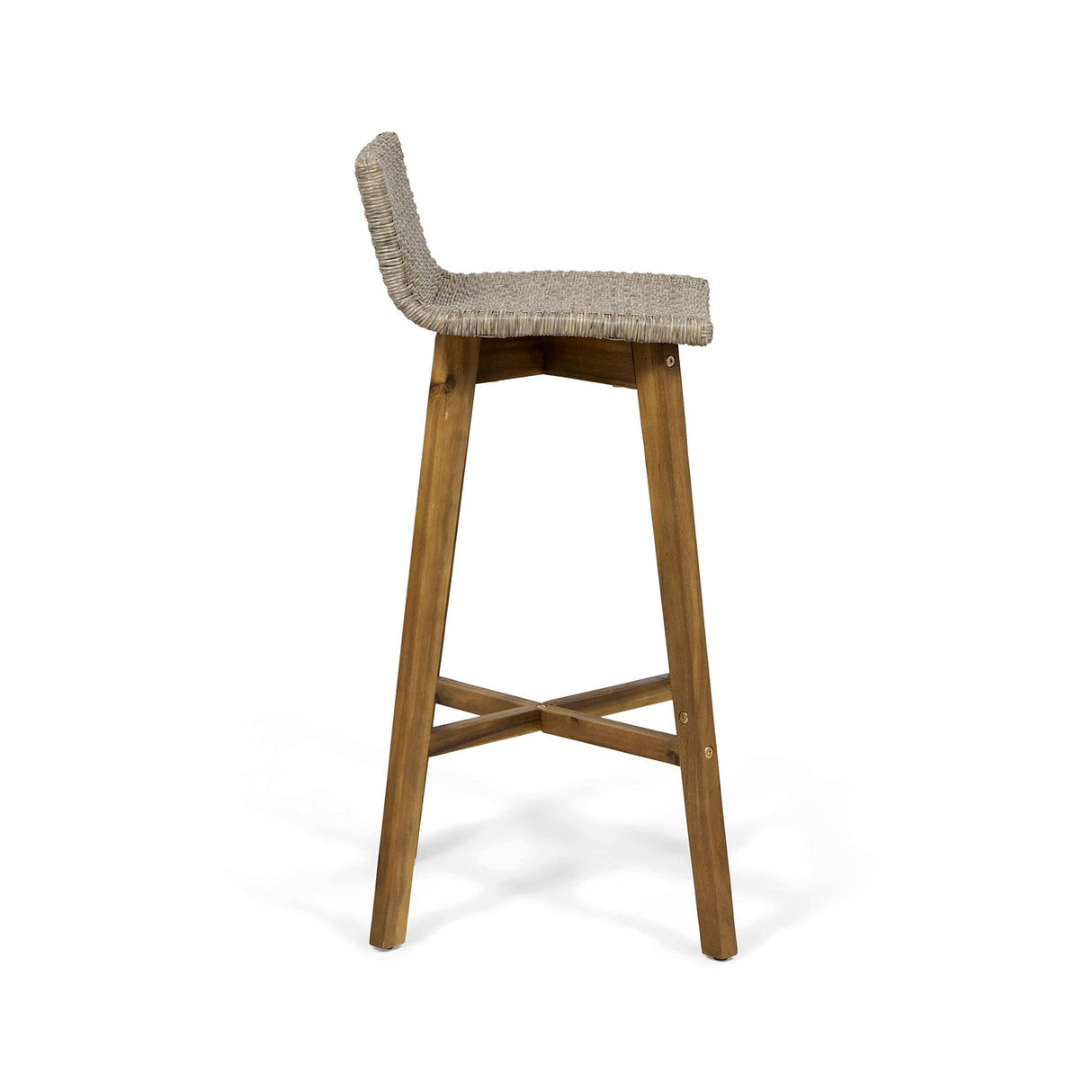 Christopher Knight Home La Brea Outdoor Acacia Wood and Wicker Barstools (Set of 4), Light Brown and Teak Christopher Knight Home