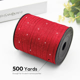 Red Glitter Curling Ribbon, 1/5" Wide x 500 Yards Christmas Curling Ribbons for Gift Wrapping, Party Decoration, Balloon String, Crafting, Balloon Ribbons for Florist Flower (1 Roll) KMER LIFE