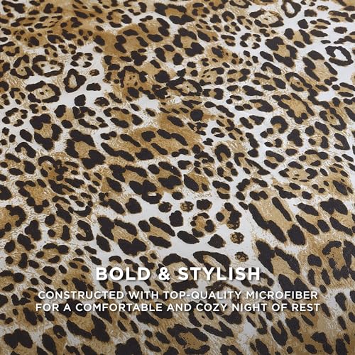 Juicy Couture King Leopard Satin Duvet Cover Set - Cheetah Print 3-Piece Machine Washable Reversible Animal Print Bedding Duvet Cover and Sham Set Juicy Couture