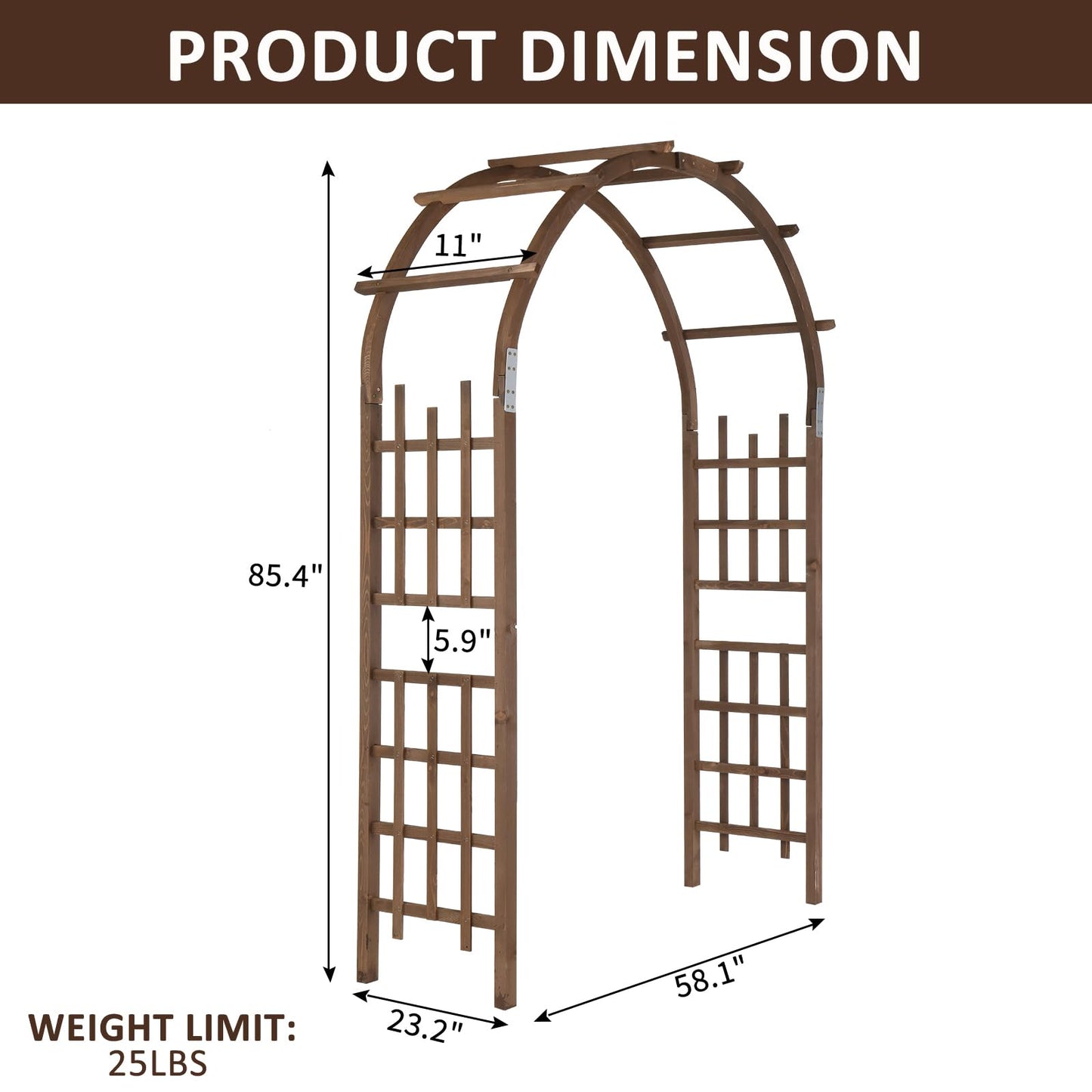 Outvita 7 Ft Fir Wood Garden Arch Arbour Arbor, Backyard Trellis, Outdoor Structure for Climbing Plants, Lawn Patio Decoration, Wedding Ceremony, Festival Decor - WoodArtSupply