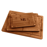 MelBell Bamboo Cutting Board Set Of 3 for Kitchen - Wooden Chopping Boards with Juice Groove - Wood Serving Board for Meat, Vegetables, Cheese MelBell