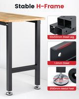 ENJOYWOOD Work Bench 42.5 Inch Workbench for Garage Heavy Duty Rubberwood Tabletop Work Table for Cutting Wood Shop Home Office Electronic Woodworking ENJOYWOOD