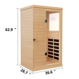 KUNSANA Infrared Sauna 1 Person, Far Infrared Saunas for Home, Low EMF Indoor Sauna, Home Sauna, 1050W, Canadian Hemlock, Smart Display, Bluetooth, Reading Lamp KUNSANA