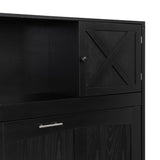 Full Size Murphy Bed Cabinet, Solid Wood Wall Bed with Storage, for Bedroom Guestroom Home Office, Black RuiSiSi