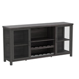 Launica Liquor Bar Cabinet, Industrial Wine Bar Cabinet, Rustic Sideboard Buffet Cabinet for Liquor, Glasses & Coffee Bar with Storage Rack for Home Kitchen Dining Room, Dark Grey Oak, 55 In Launica