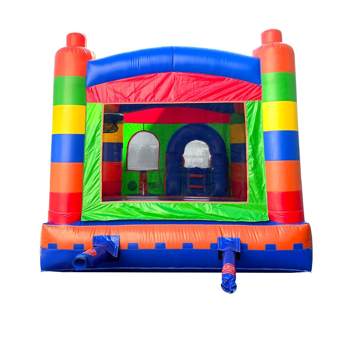Inflatable Bounce House with Slide for Kids - 26.5 x 12 x 14.5 Foot Backyard Building Block Combo Bouncer with Water Pool, Outdoor Jumpers - Includes Blower, Anchor Stakes, and Storage Bag Pogo Bounce House