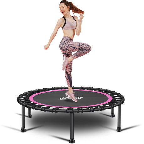 Newan 40'' Silent Fitness Mini Trampoline - Indoor Rebounder for Adults - Best Urban Cardio Jump Fitness Workout Trainer, Covered Bungee Rope System - Max Limit 330 lbs NEWAN