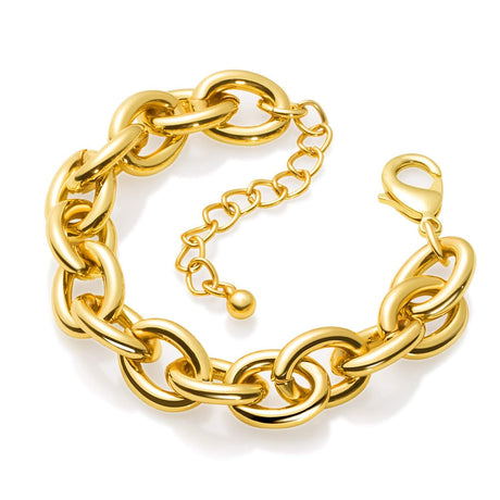 Lane Woods Gold Bracelets for Women 14k Gold Plated Chunky Thick Large Link Chain Bracelet LANE WOODS