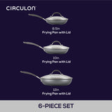 Circulon A1 Series with ScratchDefense Technology Nonstick Induction, Frying Pans/Skillets with Lids, Metal Utensil Safe, Skillet Set w/Lid (8.5", 10" & 12") - Graphite Circulon