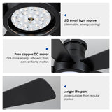 Ceiling Fans with Lights,Modern Low Profile Ceiling Fan with Remote Control,5 Dual-Sided Blades,Reversible DC Motor,40" Black Small Flush Mount Ceiling Fan for Bedroom Indoor/Outdoor Use Hounberi